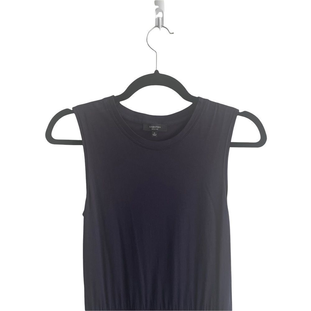 ARITZIA Babaton Silk Sleeveless Midi Dress Navy Blue XS - Picture 2 of 4